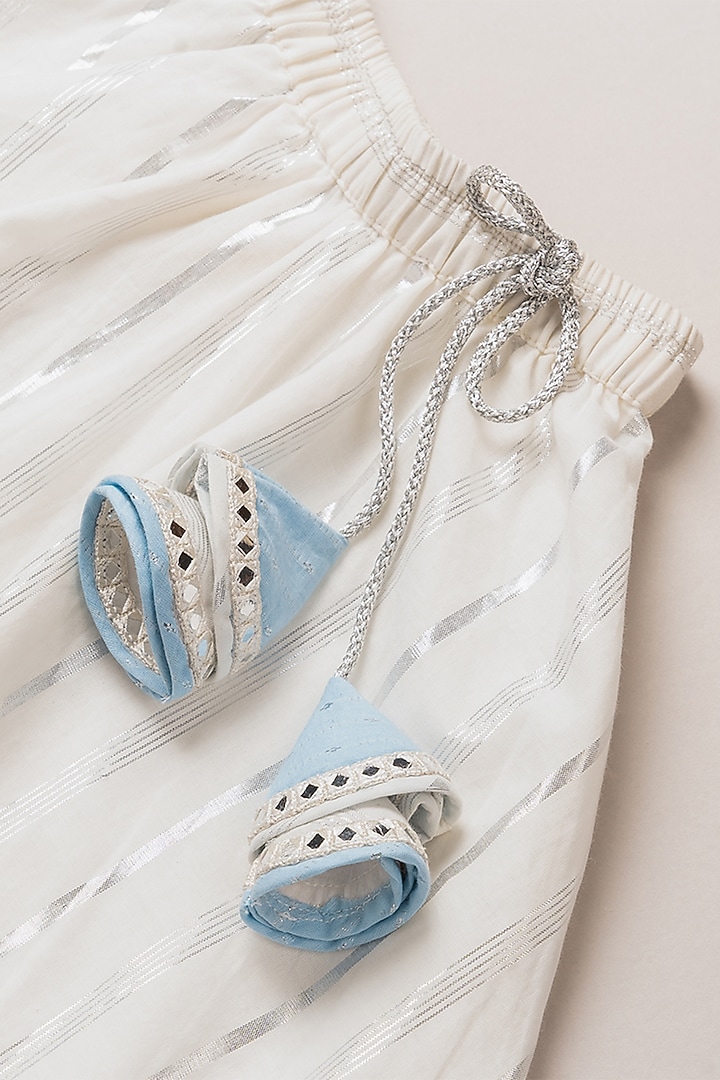 Sky Blue Chanderi Cotton Lehenga Set For Girls by Coo Coo at Pernia's Pop Up Shop