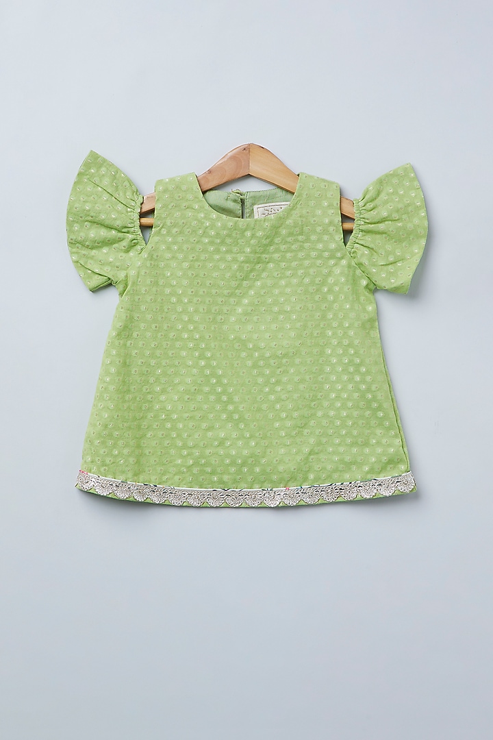 Off-White Crepe Floral Printed Lehenga Set For Girls by Coo Coo at Pernia's Pop Up Shop