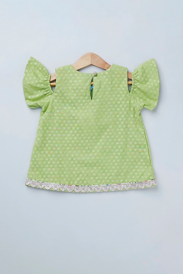 Off-White Crepe Floral Printed Lehenga Set For Girls by Coo Coo at Pernia's Pop Up Shop