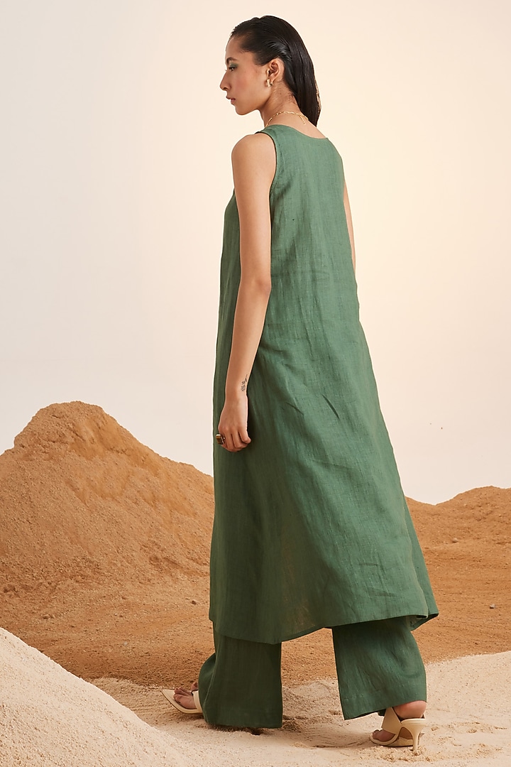 Green Pure Handwoven Linen Co-Ord Set by Cord at Pernia's Pop Up Shop