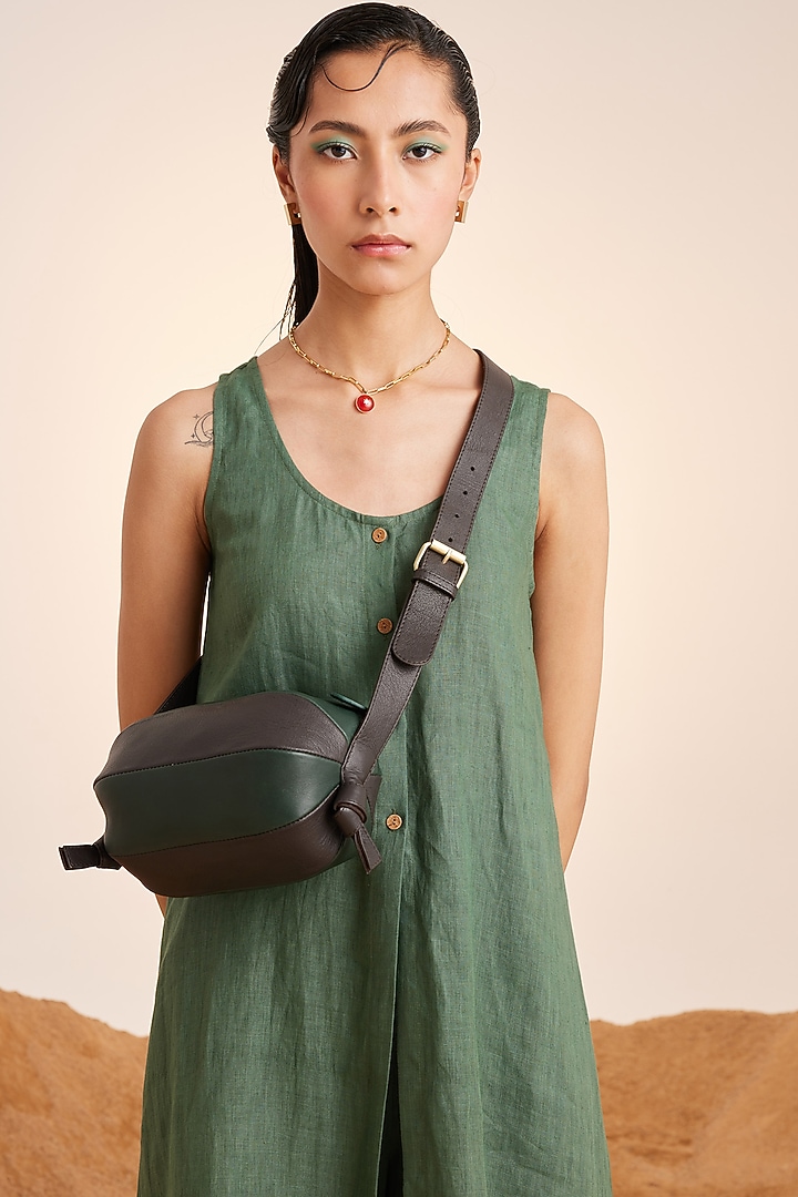 Green Pure Handwoven Linen Co-Ord Set by Cord at Pernia's Pop Up Shop
