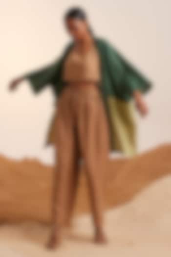 Fern-Matcha Green Pure Handwoven Linen Cape Set by Cord at Pernia's Pop Up Shop