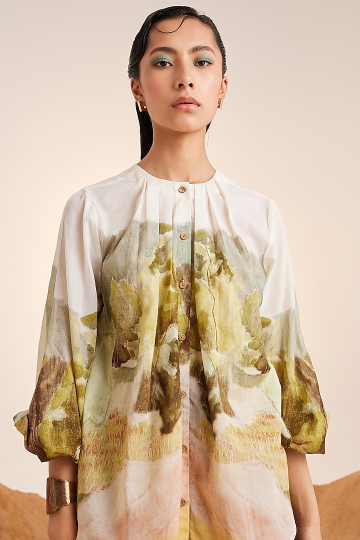 Multi-Colored Cotton Voile Printed Shirt by Cord at Pernia's Pop Up Shop