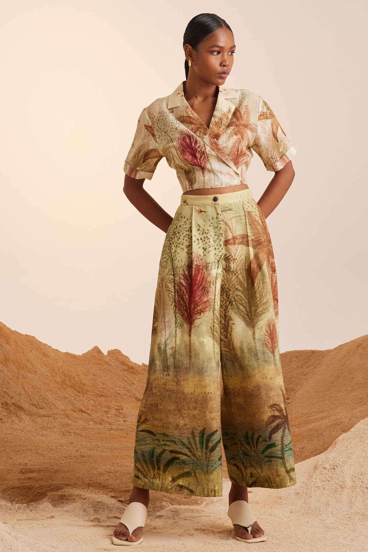 Multi-Colored Pure Handwoven Linen Co-Ord Set by Cord at Pernia's Pop Up Shop
