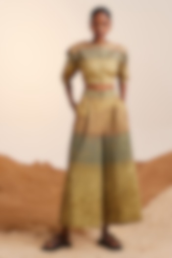Multi-Colored Cotton Satin & Linen Printed Co-Ord Set by Cord at Pernia's Pop Up Shop