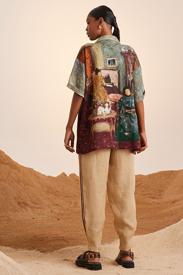 Multi-Colored Handwoven Linen Printed Oversized Shirt by Cord at Pernia's Pop Up Shop