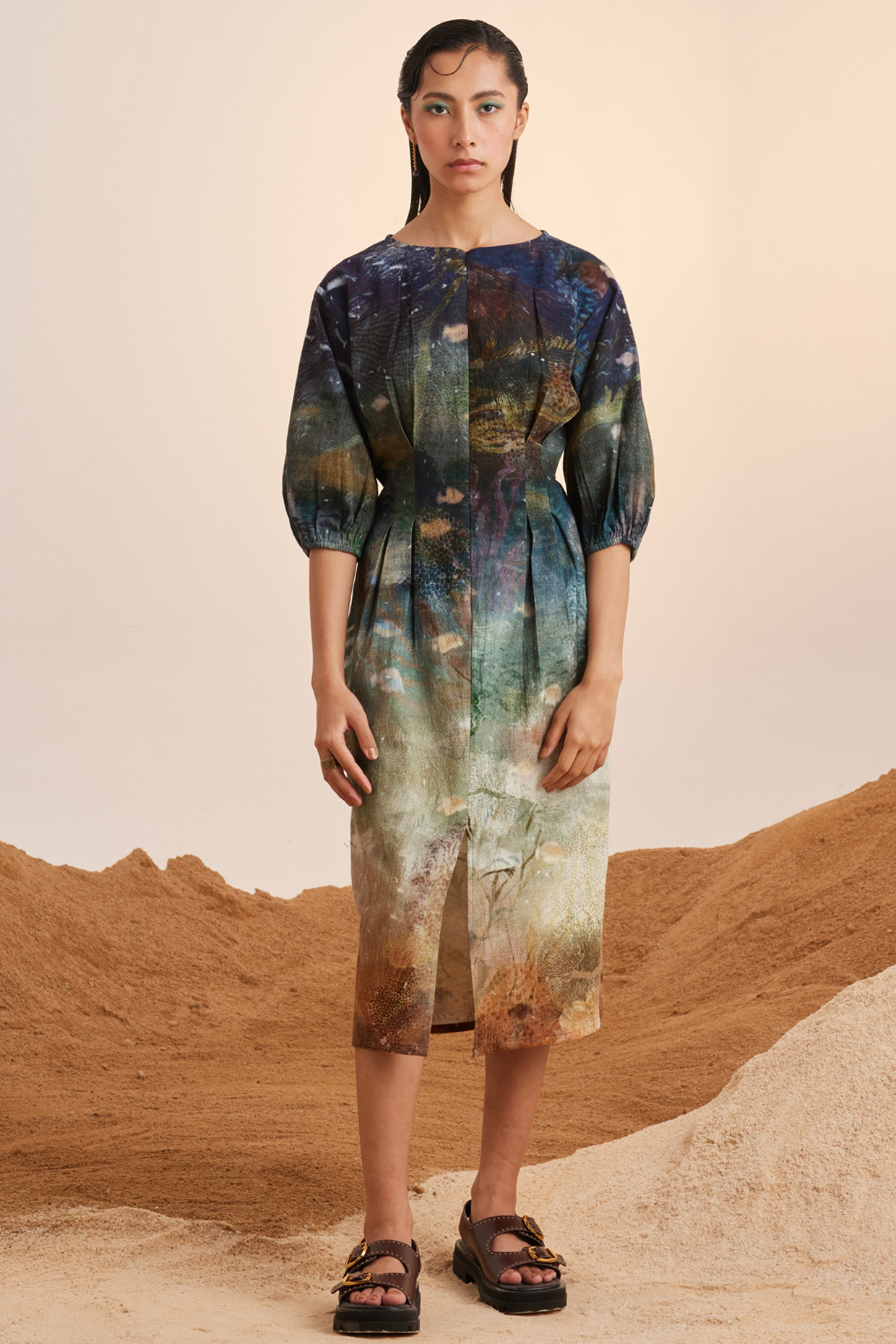 Multi-Colored Cotton Midi Summer Dress by Cord at Pernia's Pop Up Shop