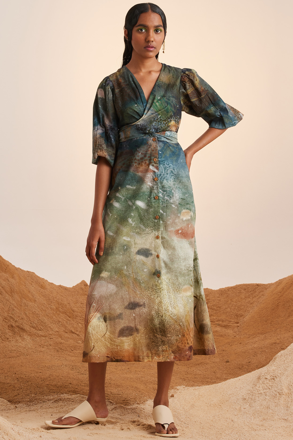 Multi-Colored Cotton Poplin A-Line Summer Dress by Cord at Pernia's Pop Up Shop