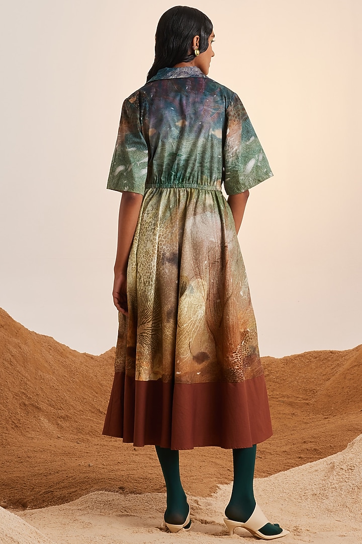 Multi-Colored Pure Cotton Color Blocked Midi Summer Dress by Cord at Pernia's Pop Up Shop
