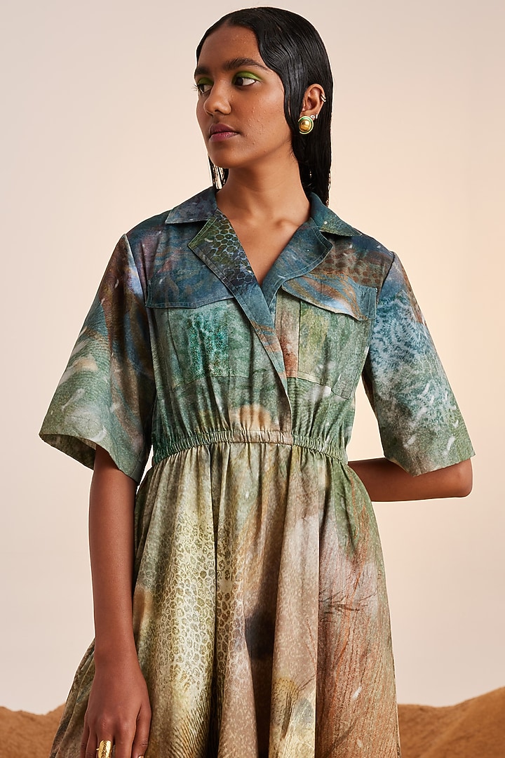 Multi-Colored Pure Cotton Color Blocked Midi Summer Dress by Cord at Pernia's Pop Up Shop