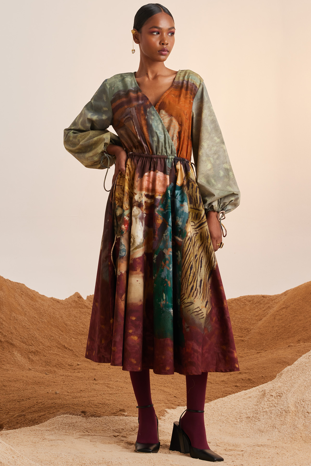 Multi-Colored Pure Cotton Midi Summer Dress by Cord at Pernia's Pop Up Shop