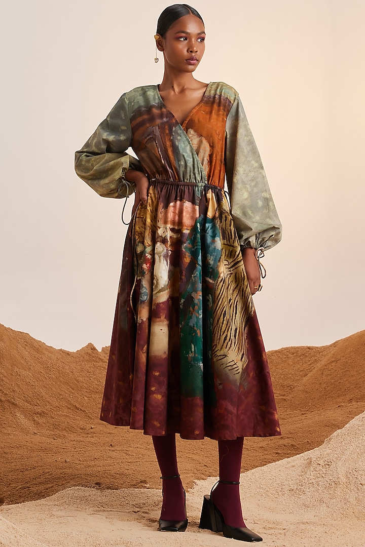 Multi-Colored Pure Cotton Midi Summer Dress by Cord at Pernia's Pop Up Shop