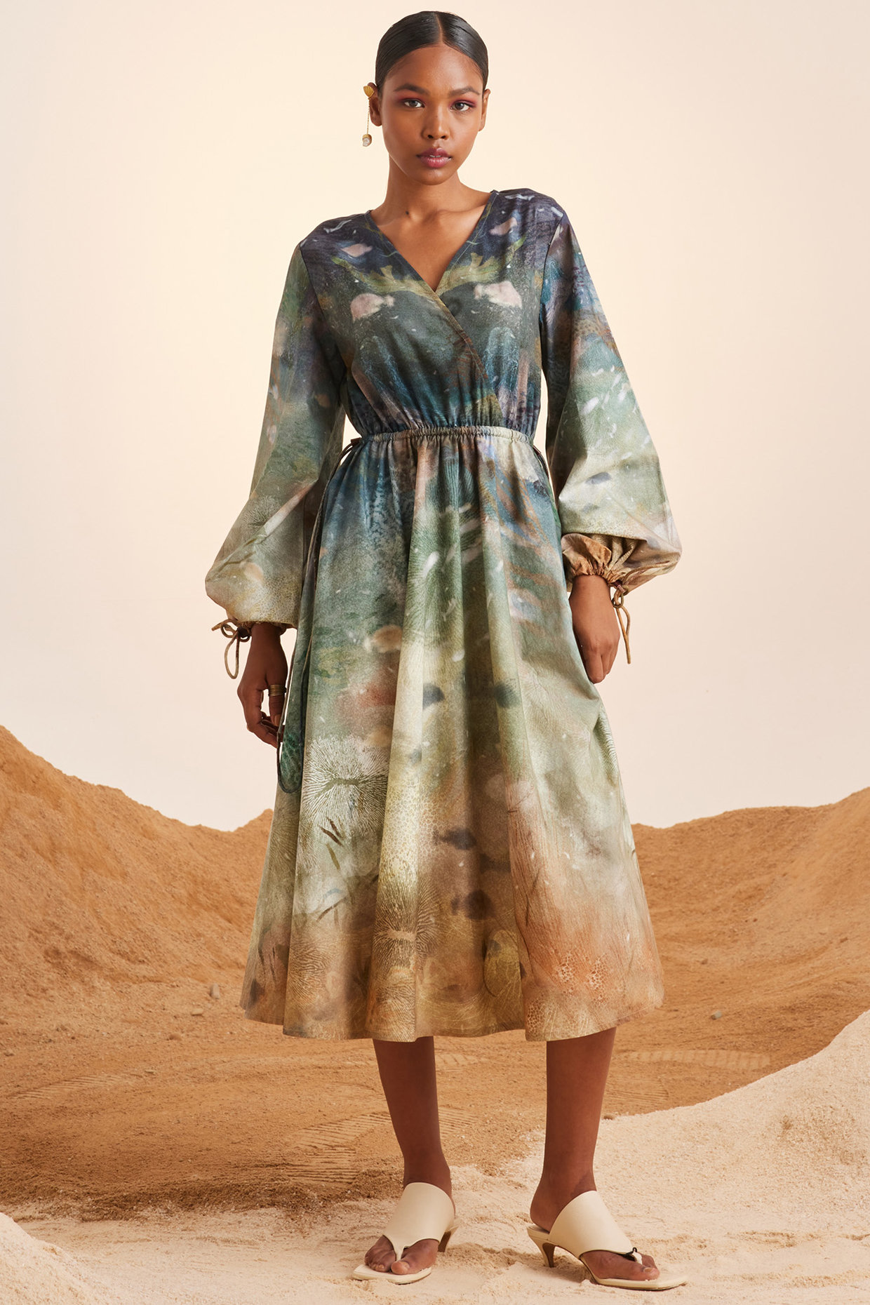 Multi-Colored Pure Cotton Midi Summer Dress by Cord at Pernia's Pop Up Shop