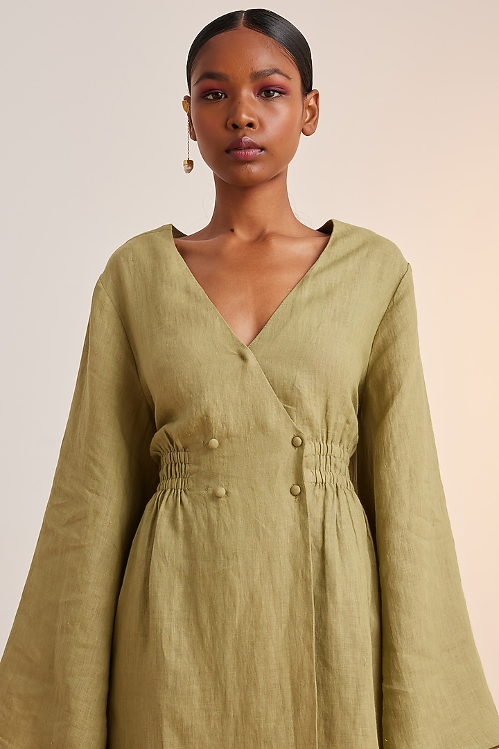 slim fit dress slacks Green Cord Side Bow Hayley Mini Dress main image 1