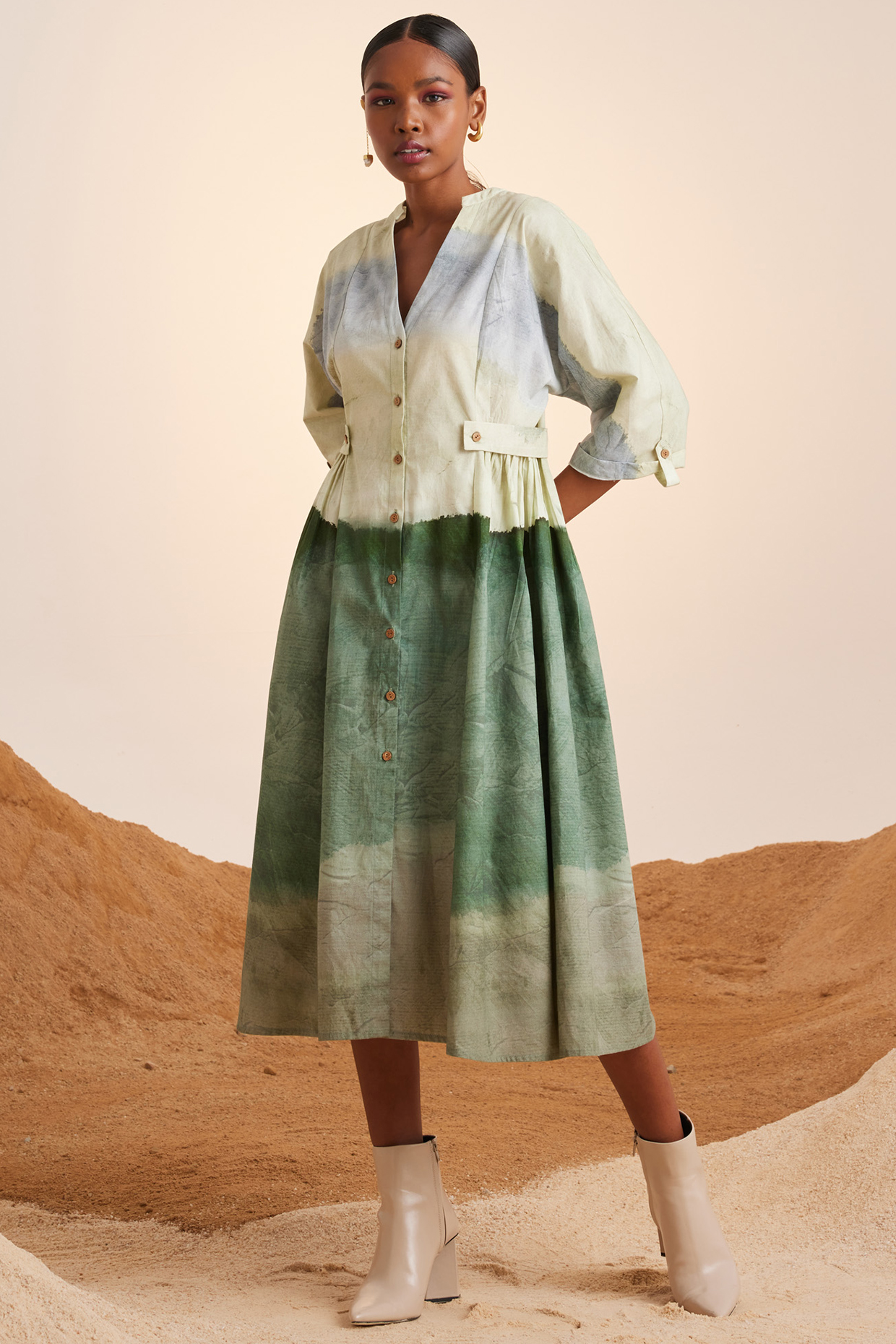 Multi-Colored Pure Cotton Printed Midi Summer Dress by Cord at Pernia's Pop Up Shop