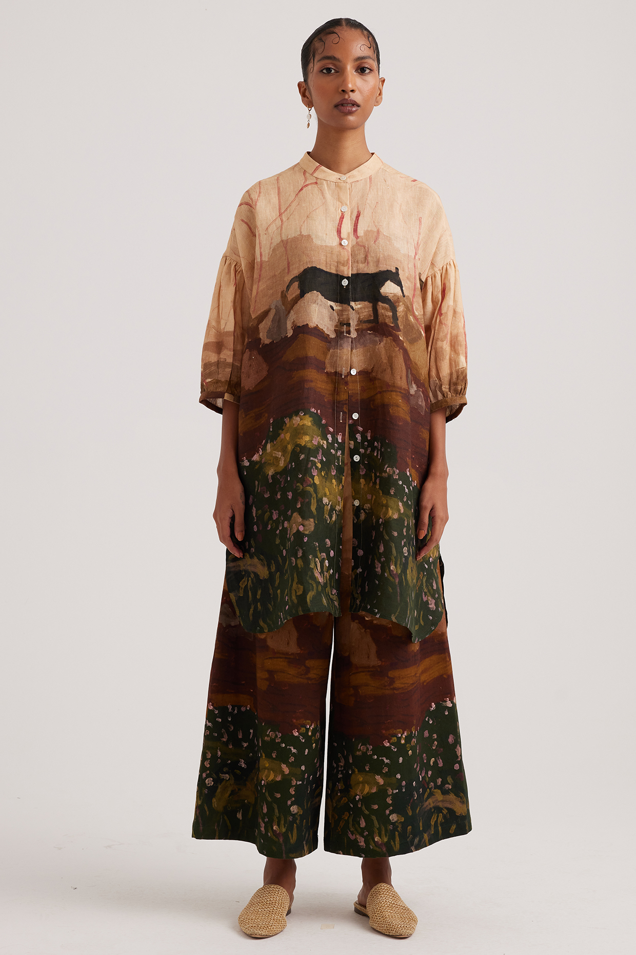 Multi-Colored Linen Printed Summer Dress by Cord at Pernia's Pop Up Shop