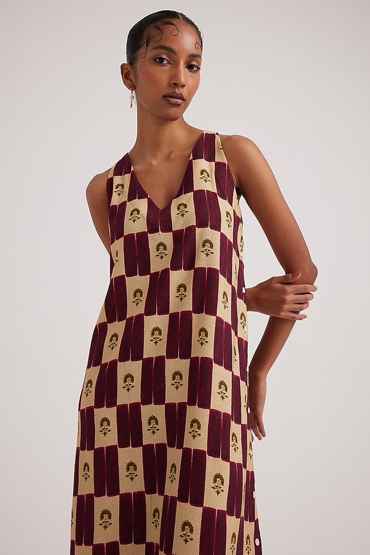 Multi-Colored Rayon Flex Checks Printed Summer Dress by Cord at Pernia's Pop Up Shop