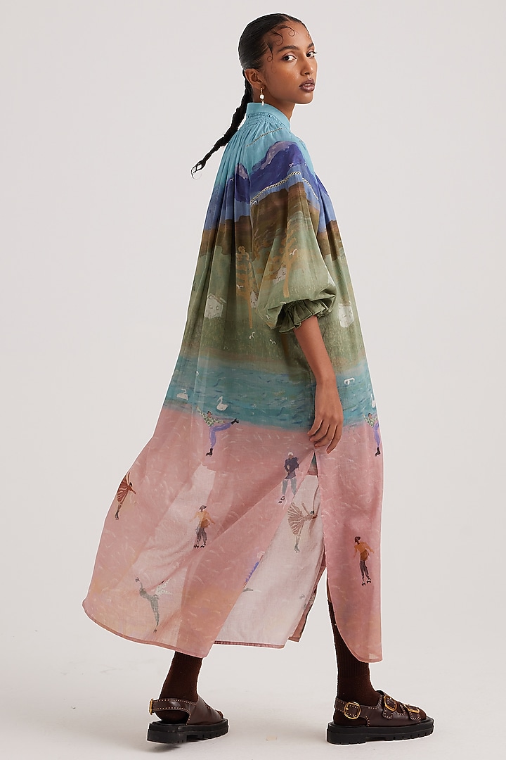 Multi-Colored Cotton Voile Printed Maxi Summer Dress by Cord at Pernia's Pop Up Shop