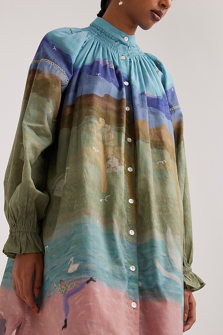 Multi-Colored Cotton Voile Printed Maxi Summer Dress by Cord at Pernia's Pop Up Shop