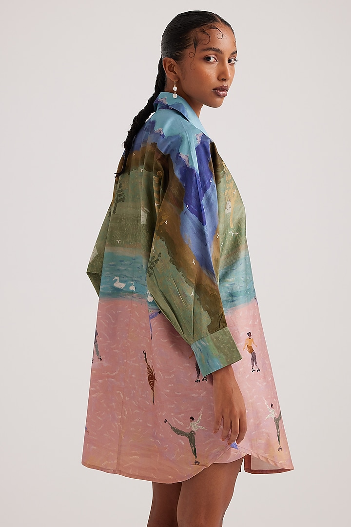 Multi-Colored Cotton Printed Mini Summer Dress by Cord at Pernia's Pop Up Shop