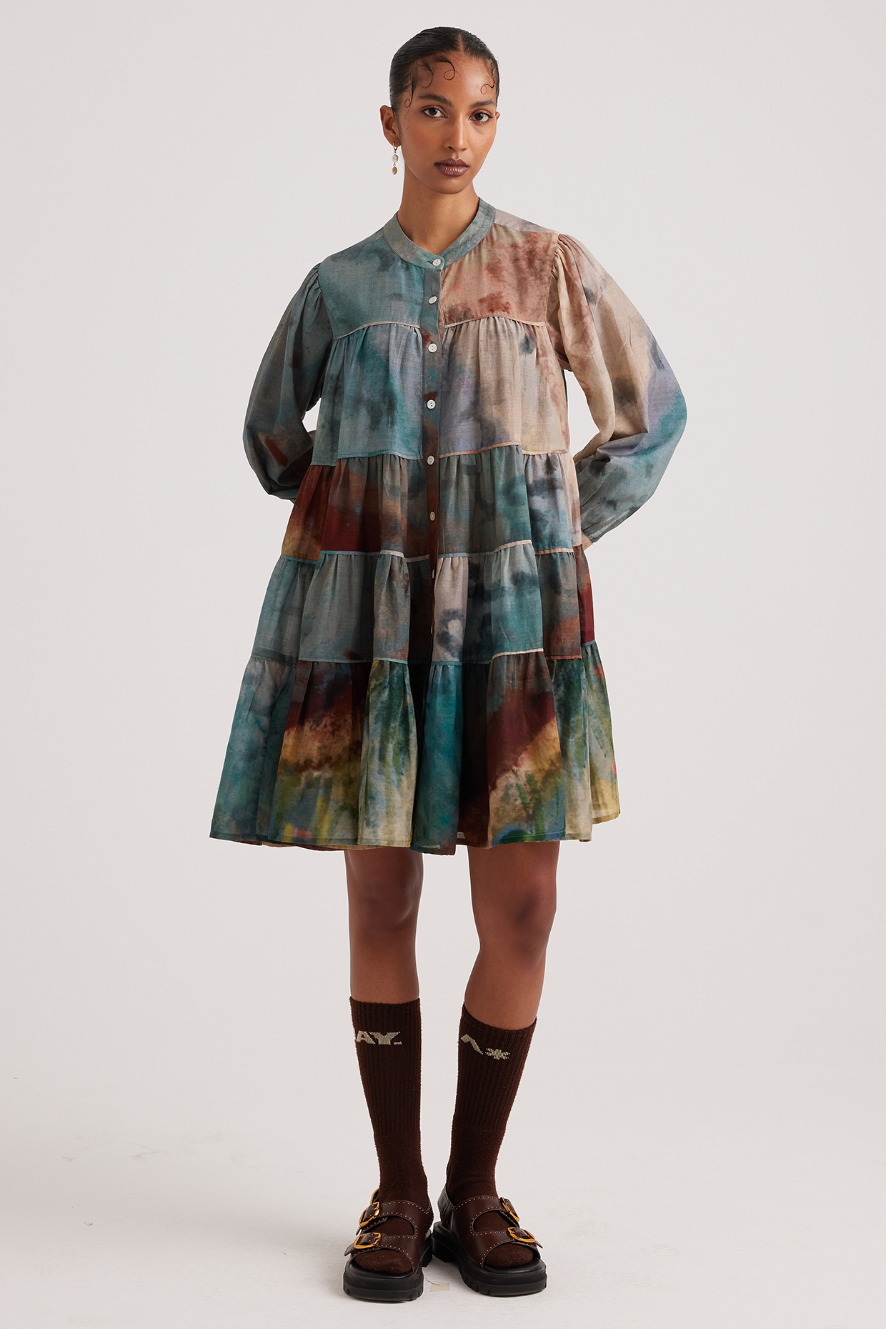 Multi-Colored Cotton Printed Mini Summer Dress by Cord at Pernia's Pop Up Shop