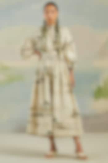 White Poplin Printed Summer Dress by Cord at Pernia's Pop Up Shop