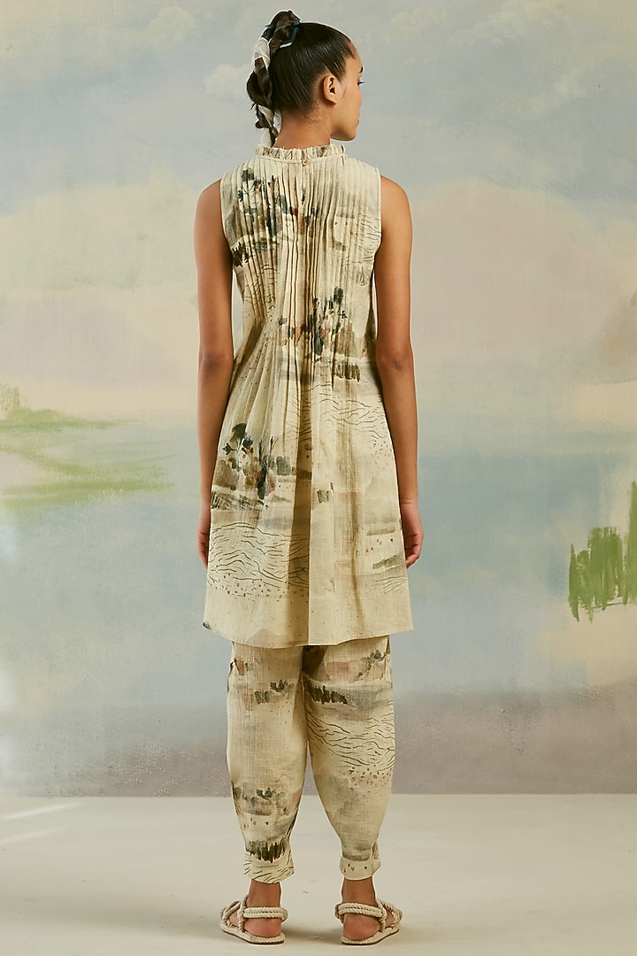 Beige Printed Tunic Set by Cord at Pernia's Pop Up Shop
