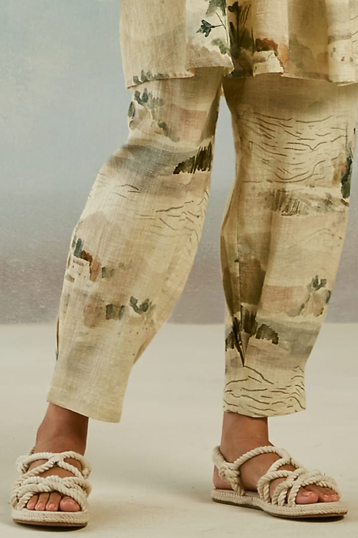 Beige Printed Tunic Set by Cord at Pernia's Pop Up Shop