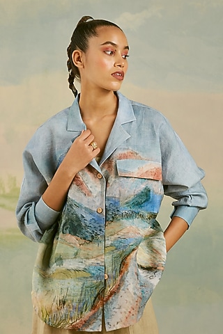 Multi-Colored Pure Linen Shirt by Cord
