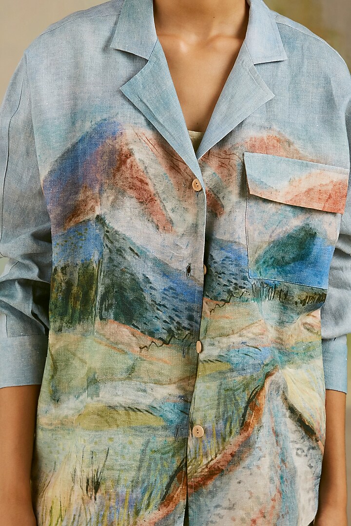 Multi-Colored Pure Linen Shirt by Cord at Pernia's Pop Up Shop