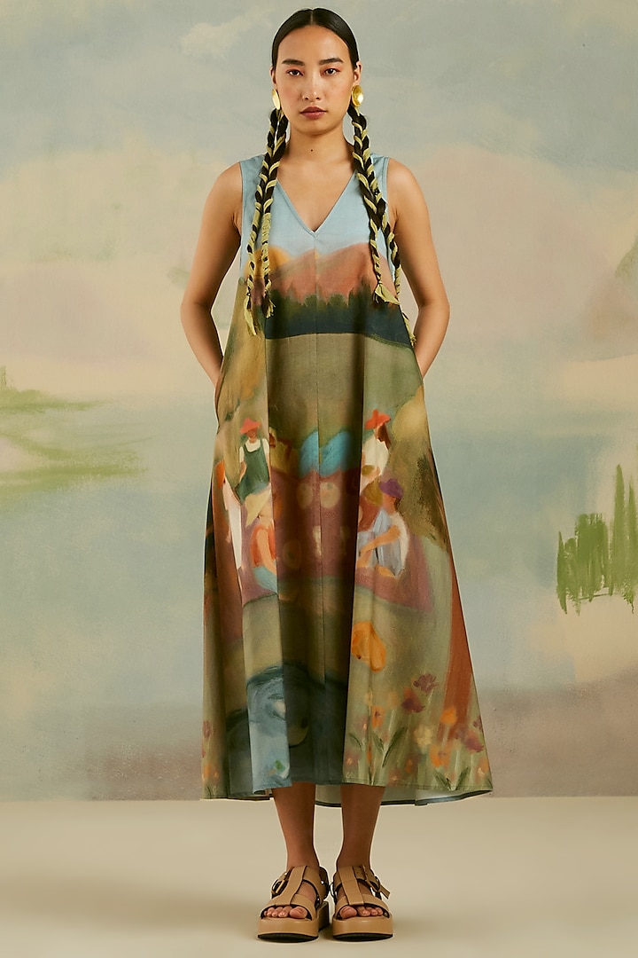Multi-Colored Poplin Dress by Cord