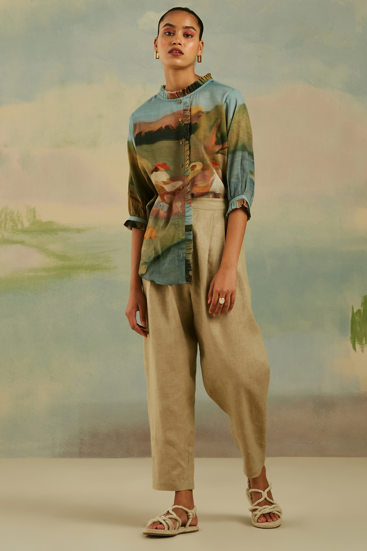 Multi-Colored Pure Linen Shirt by Cord at Pernia's Pop Up Shop
