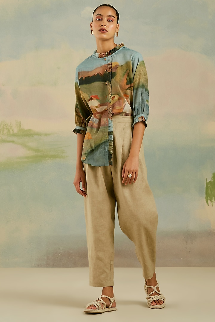 Multi-Colored Pure Linen Shirt by Cord at Pernia's Pop Up Shop