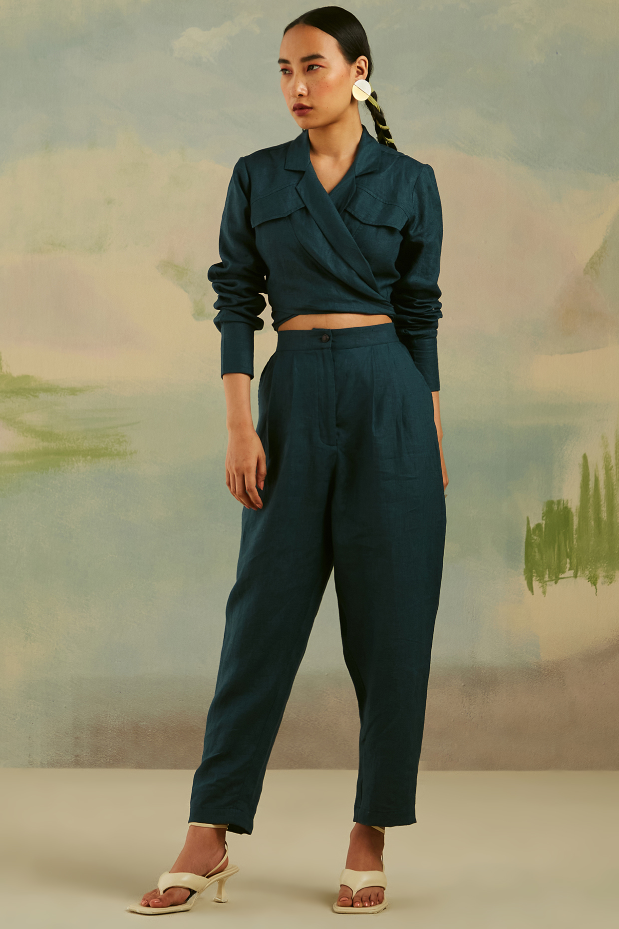 Blue Linen Pant Set by Cord at Pernia's Pop Up Shop