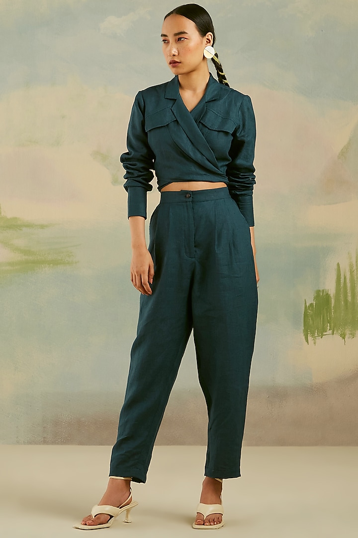 Blue Linen New Yorker Top by Cord at Pernia's Pop Up Shop