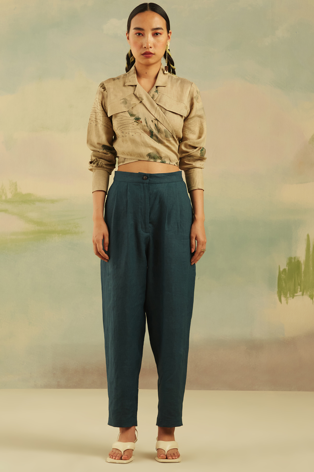 Beige Linen Top by Cord at Pernia's Pop Up Shop