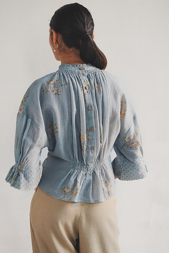 Pale Blue Block Printed Top by Cord at Pernia's Pop Up Shop