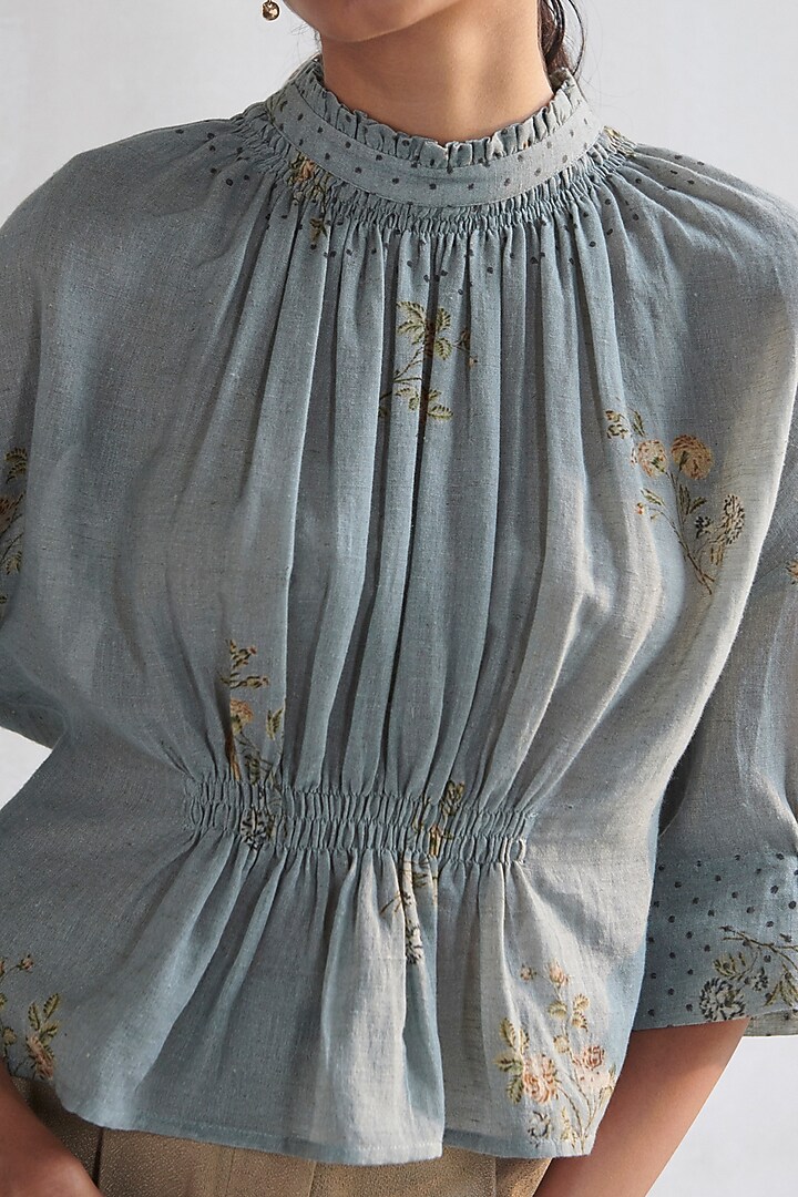 Pale Blue Block Printed Top by Cord at Pernia's Pop Up Shop