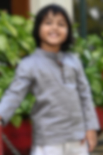 Grey Cotton Kurta Shirt For Boys by Cord Of Love