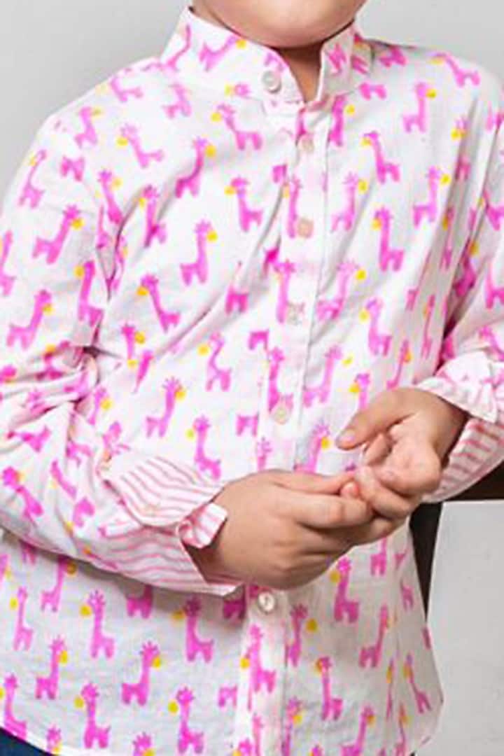 Pink Cotton Animal Printed Shirt For Boys by Cord Of Love at Pernia's Pop Up Shop