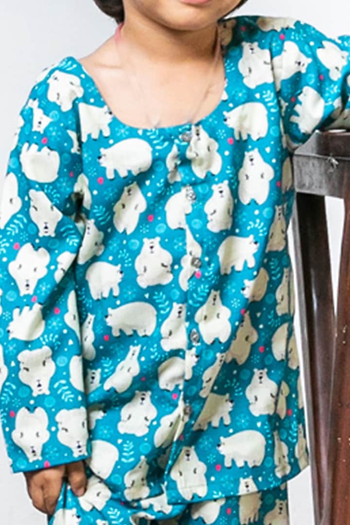 Blue Cotton Printed Night Wear For Boys by Cord Of Love at Pernia's Pop Up Shop
