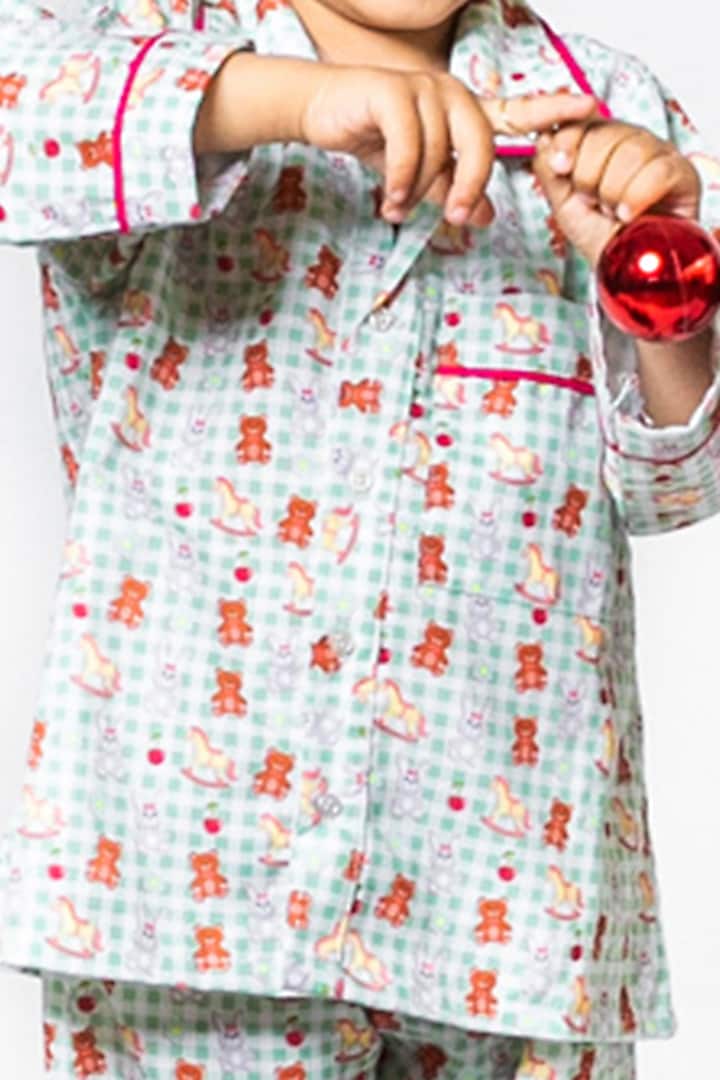White Animal Printed Night Wear For Boys by Cord Of Love at Pernia's Pop Up Shop