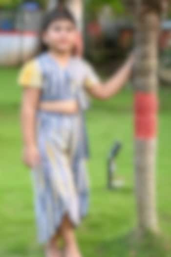 Grey & Yellow Cotton Pant Set For Girls by Cord Of Love at Pernia's Pop Up Shop