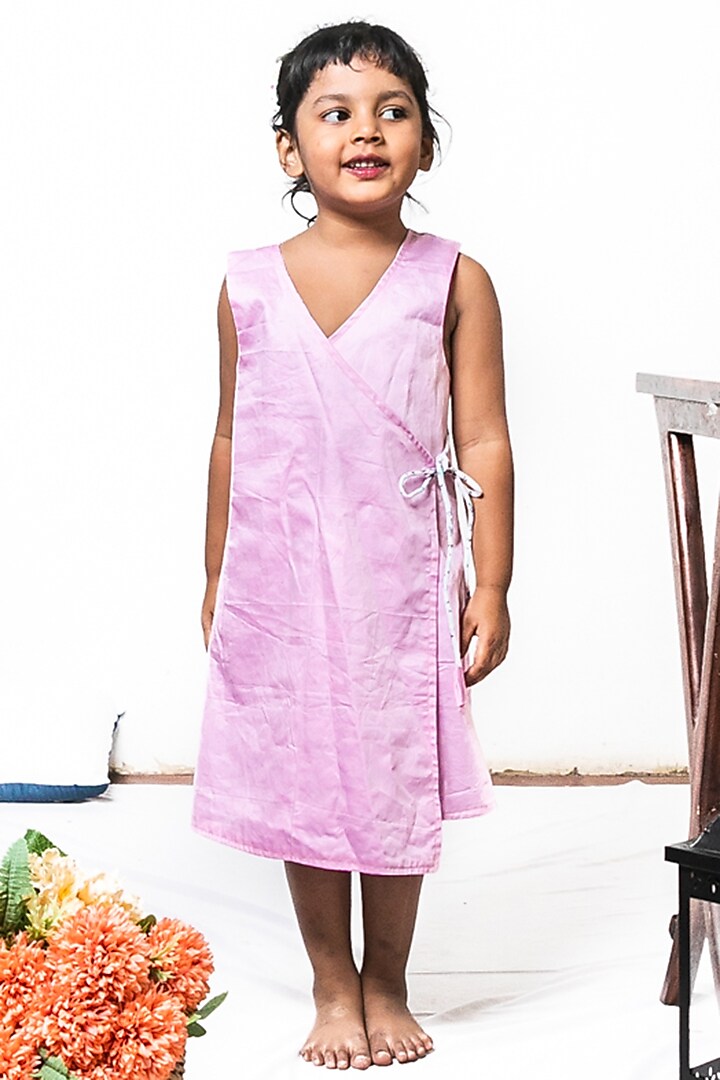 Pink & White Cotton Dress For Girls by Cord Of Love