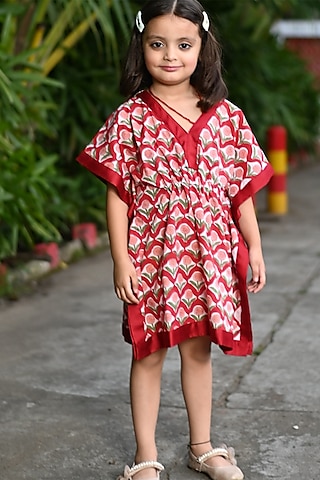 Buy Red Printed Kaftan Set for Girls for 9-10 Year Girls Online from Indian  Luxury Designers 2023