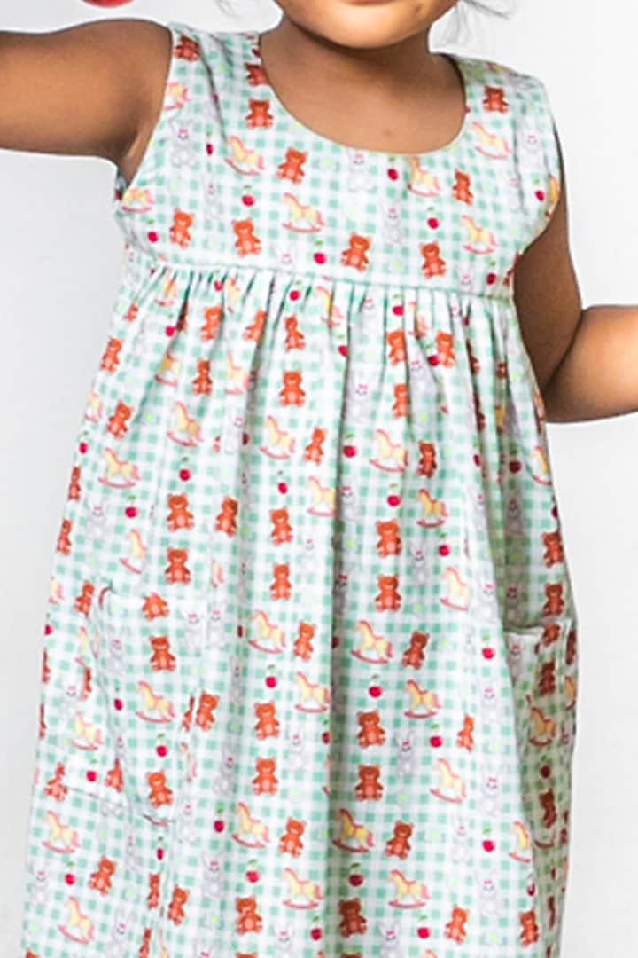 White Cotton Embellished Nightwear For Girls by Cord Of Love at Pernia's Pop Up Shop