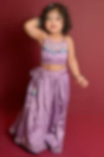 Purple Mushroo Silk Lehenga Set For Girls by Cord Of Love at Pernia's Pop Up Shop