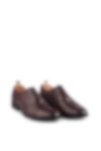 Brown Crocodile Leather Wing Tip Lace Up Brogues by Cordwainers