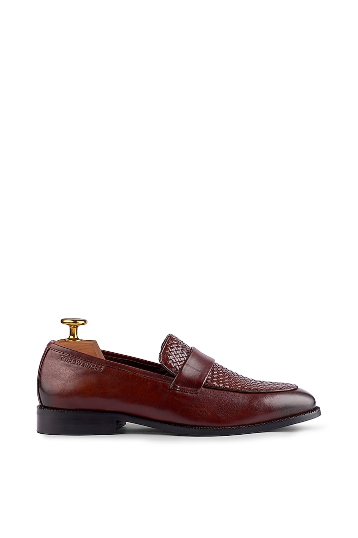 Light Brown Supple Leather Handwoven Loafers by Cordwainers at Pernia's Pop Up Shop