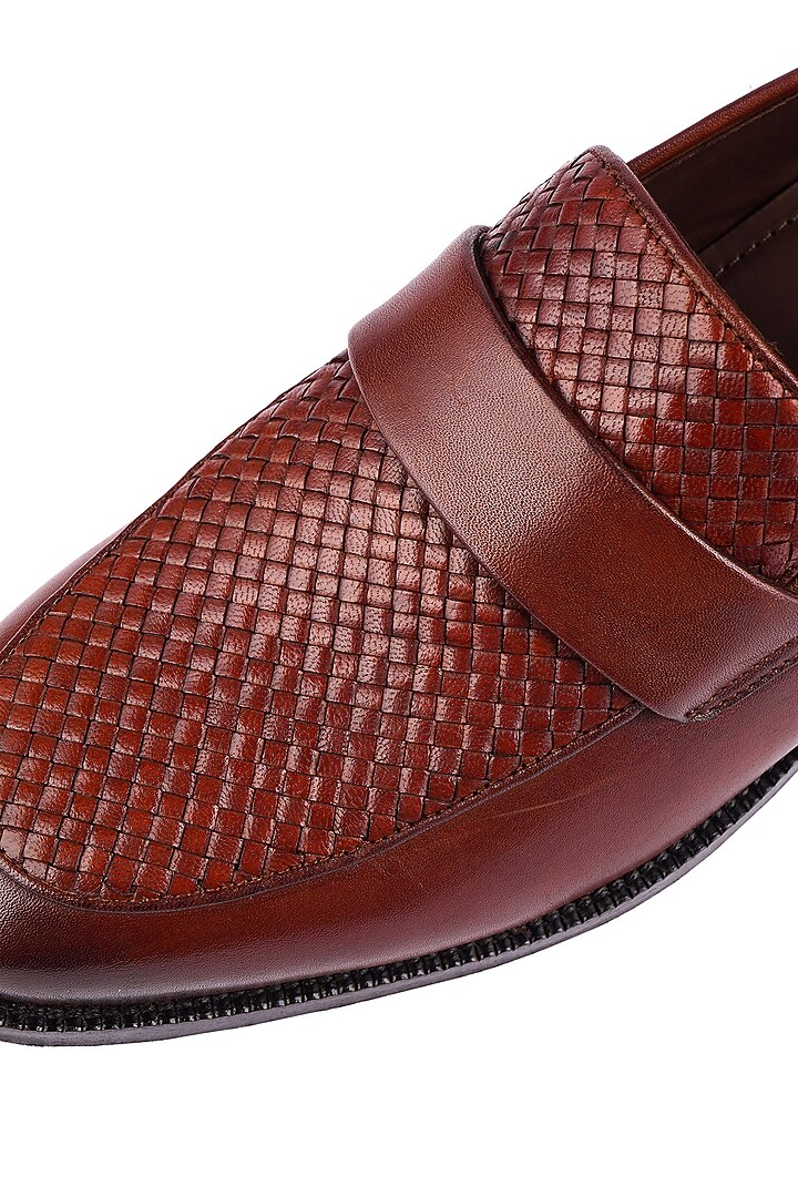 Light Brown Supple Leather Handwoven Loafers by Cordwainers at Pernia's Pop Up Shop